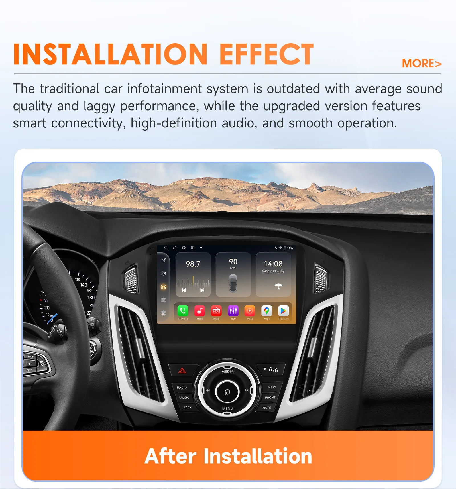 Фото Мультимедийный проигрыватель Hizpo 9 дюймов с GPS-навигацией для Ford Focus 3 MK3 2012-2018, беспроводной CarPlay, Android Auto, 8-ядерный процессор, Wi-Fi, SWS №3
