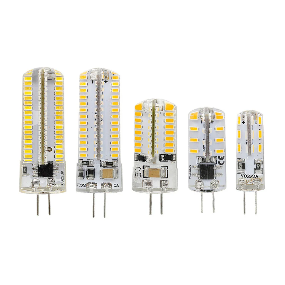 

2Pcs G4 Light Bulb 24 64 152 LEDs Silicone Lamp DC/AC 220V 12V Spotlight Chandelier 3014SMD White/Warm White 5W 7W 8W 9W 12W 15W