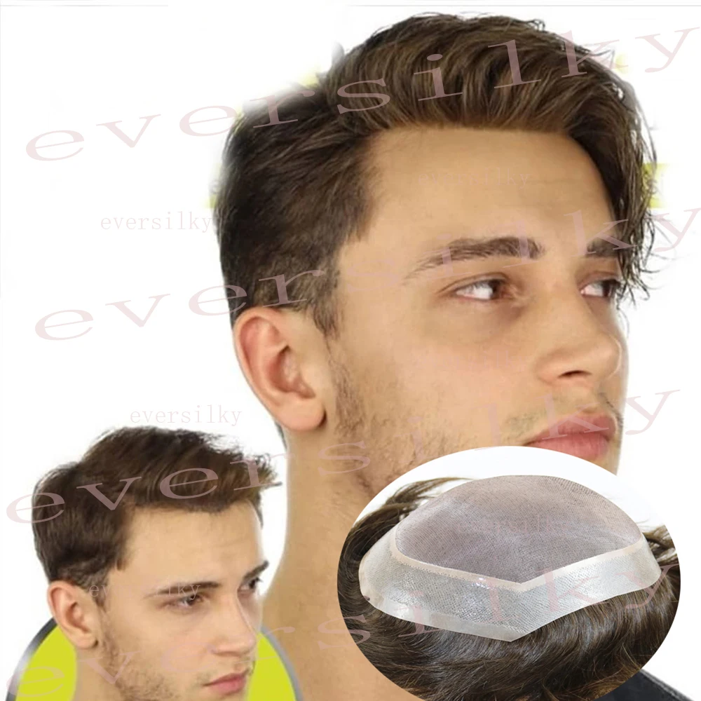 

Пряди для волос коричневые светлые натуральные супер прочные моно и ПУ вокруг дышащей основы Сменные Простые 100% человеческие волосы для мужчин