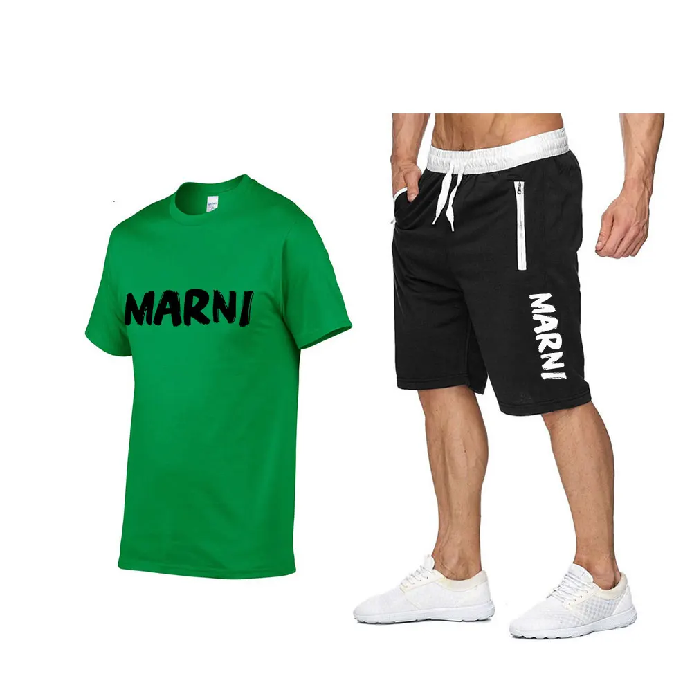 2023 Summer men's sets brand cotton top Short sleeve printed men's T-shirt + sports shorts casual daily jogging Short sleeve tee