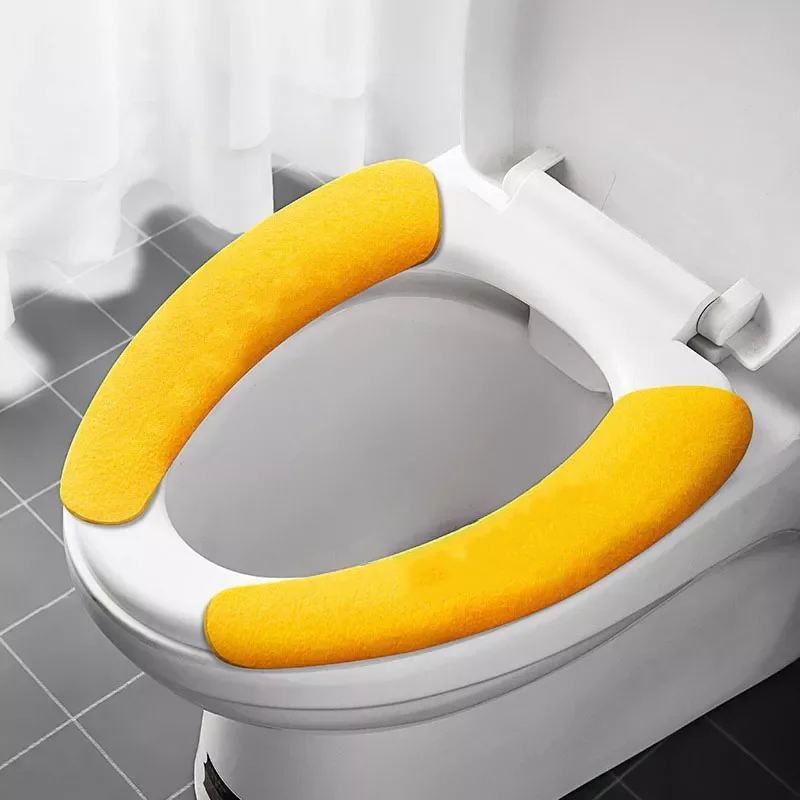 

Toilet Seat Cover Soft WC Paste Toilet Sticky Seat Pad Washable Bathroom Warmer Seat Lid Cover Pad Cushion Solid Color