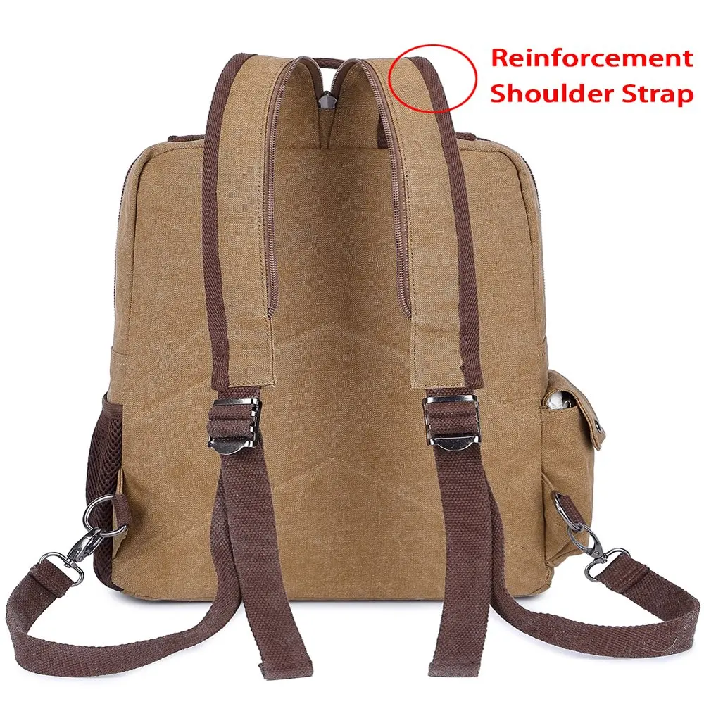 Convertible Sling Canvas Cross Body 13-inch Laptop Messenger Bag Shoulder Backpack Black with Zipper Shoulder Strap