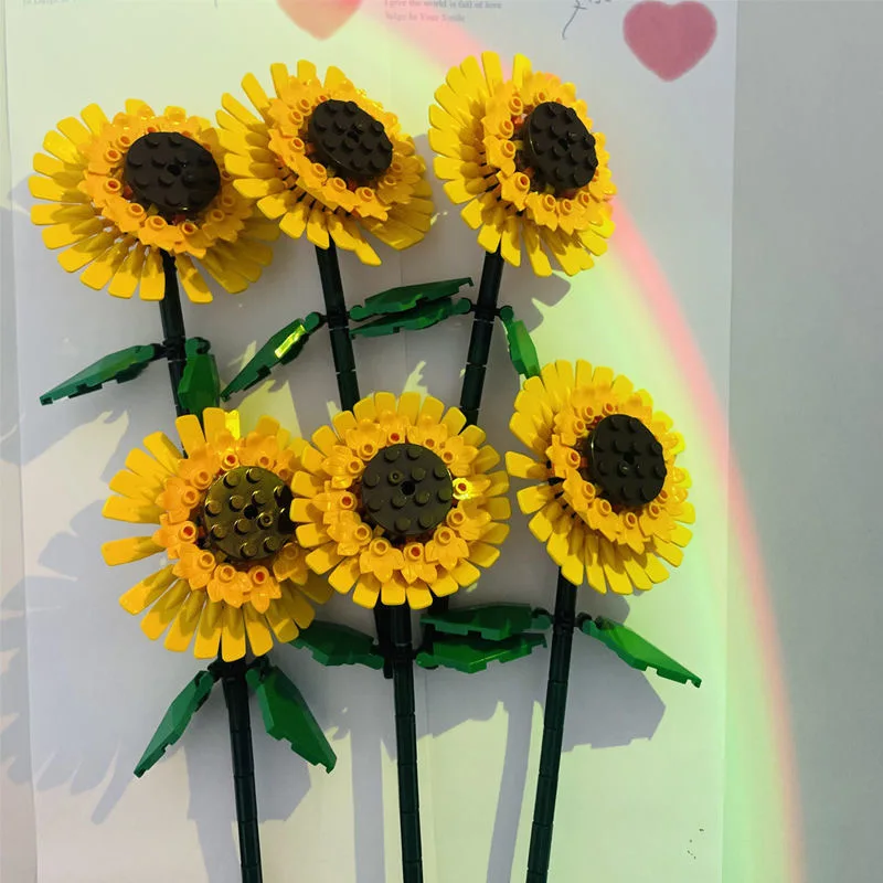 

Art Sunflower Bouquet Building Blocks Compatible 40524 Friends Home Decoration Plant Mini City Bricks Toys for Children Gifts