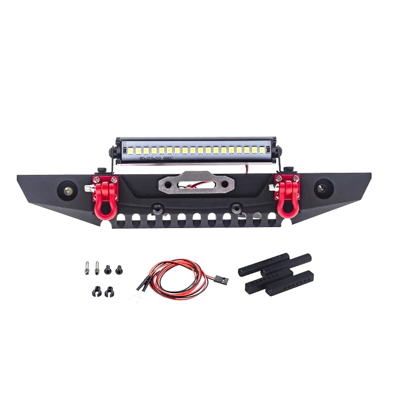 

For TRX4 Metal Front Bumper With LED Light Bar For 1/10 RC Crawler Traxxas TRX4 Axial SCX10 90046 RGT 86100 Redcat GEN8