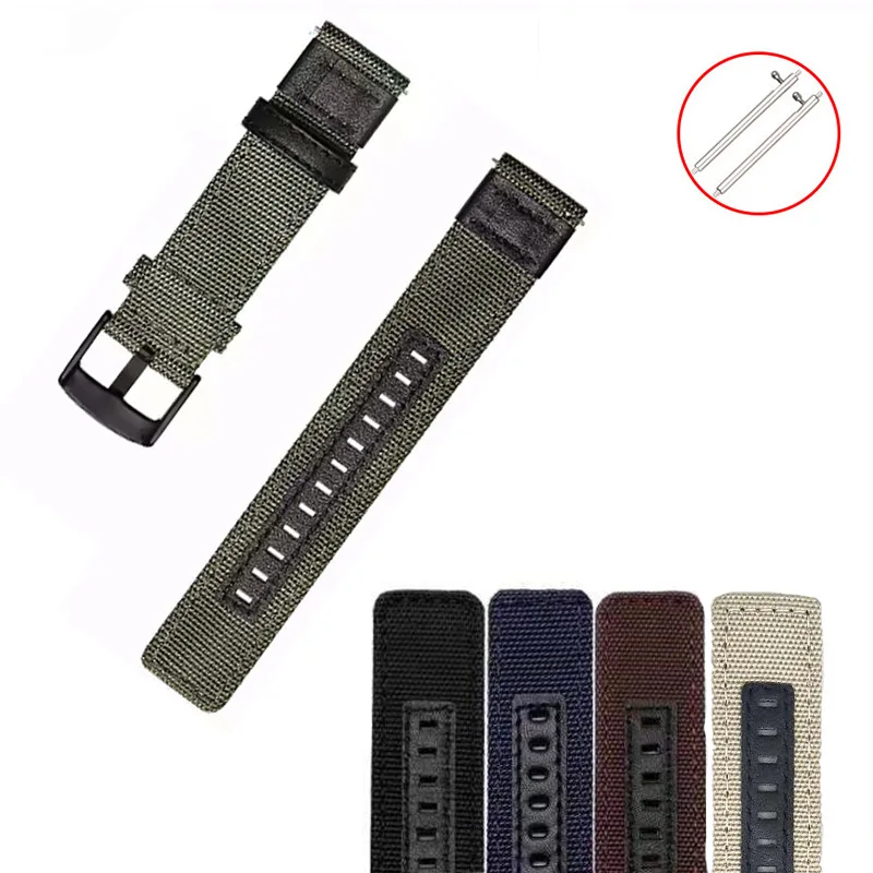Leather Nylon Bracelet For Amazfit GTR 42 47mm Wrist Strap For Xiaomi Amazfit Pace/Stratos 1 2 3/GTR2/GTR 2e/GTS2 Mini Watchband