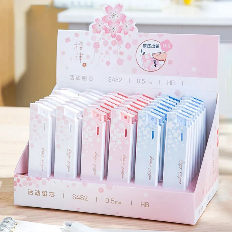 

0.5/0.7mm Cute Sakura Automatic Pencil Replace Lead Kawaii Stationery HB Mechanical Pencil Refills Kids School Supplies Office