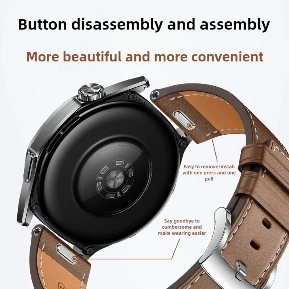 Фото Кожаный ремешок 22 мм для Huawei Watch GT5/GT5 Pro/GT4, 46 мм, деловой кожаный ремешок для HUAWEI Watch GT3pro, 46 мм, браслет №2