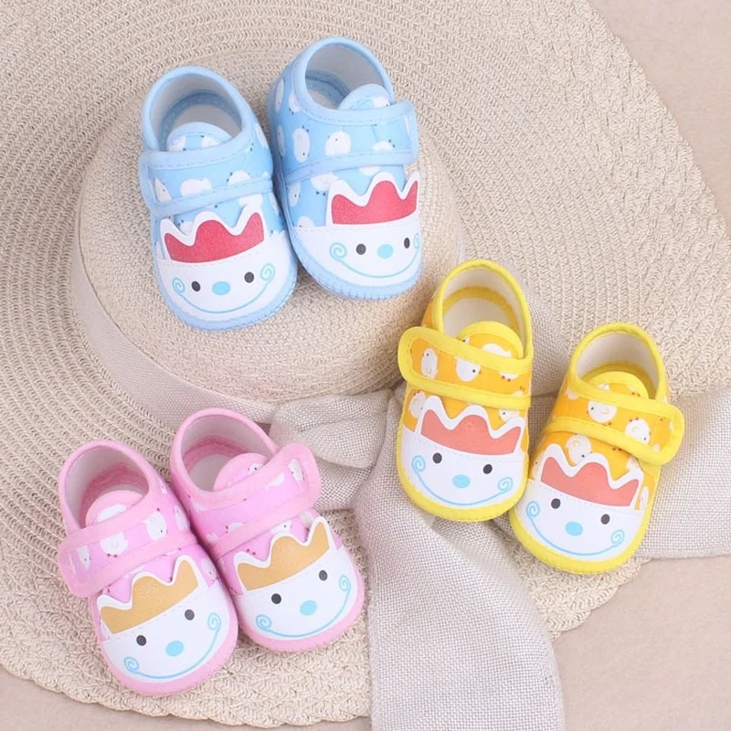 

New Cartoon Newborn Baby Girls Cotton Fabric Shoes First Walkers Newborns Shoes Infant Rubber Sole Toddler Walking Shoes FY05221