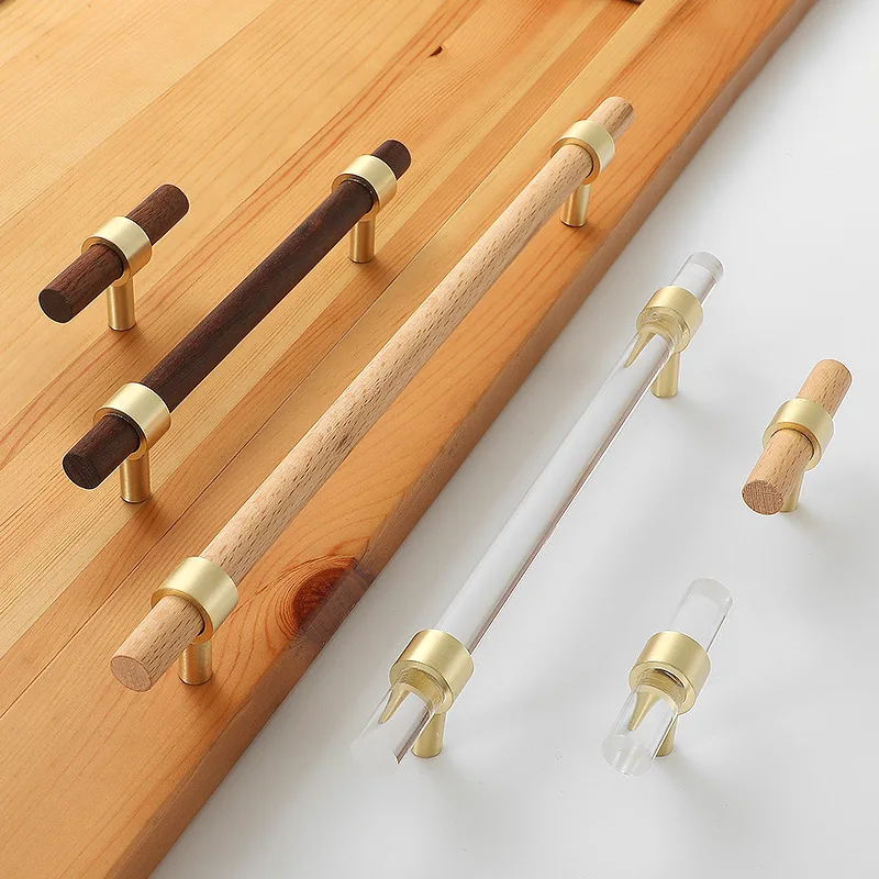 Деревянные ручки для мебели из цинкового сплава кухонного шкафа ручка ящиков