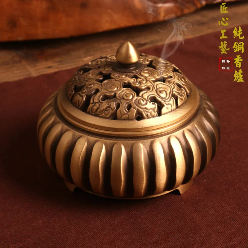 

Антикварная фотогорелка для дома Zen Xuande из чистой меди плита сандаловое дерево курильница резьба пользовательские благовония