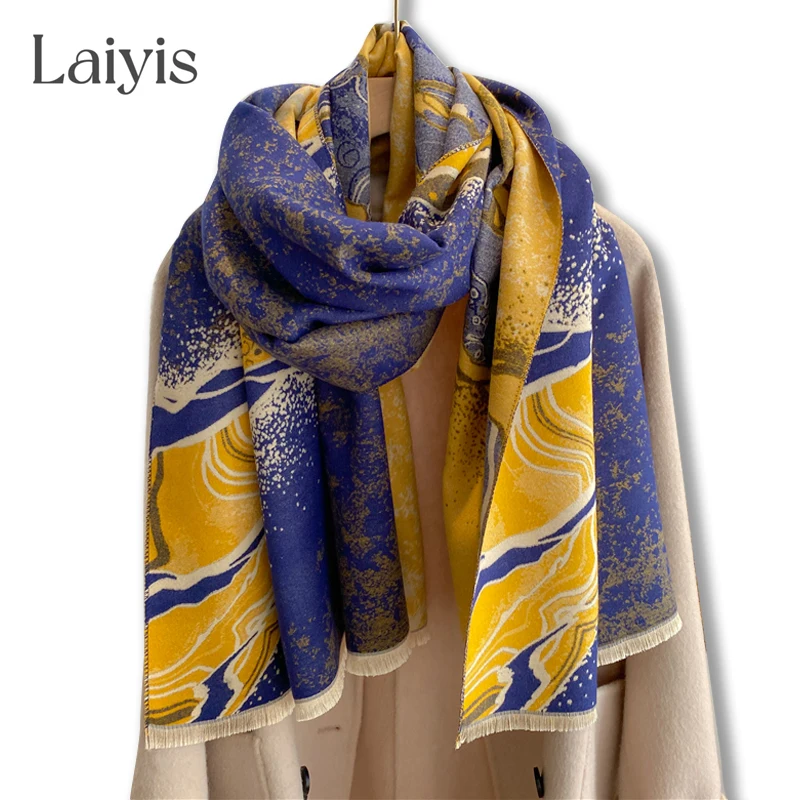 

Warm Luxury Imitation Cashmere Scarf for Women Winter Design Shawl Print New Thick Blanket Bufanda Echarpe Pashmina Bandana 2022
