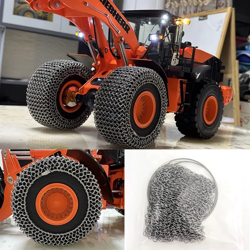 

JDM 198 Remote Control Loader Tire Snow Chain 1/14 Hydraulic Wheel Loader Tire Metal Snow Chain Remote Control Car Accessories