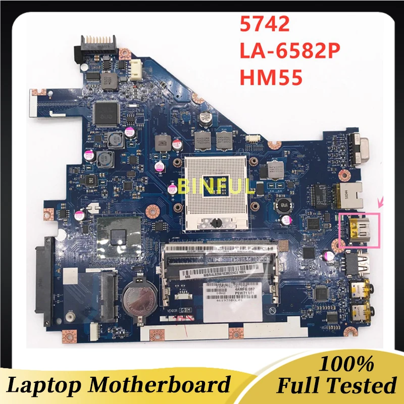 For ACER  5742Z 5742 5733 Laptop Motherboard DDR3 PEW71 LA-6582P SLGZS HM55 PGA 989 100% Working well