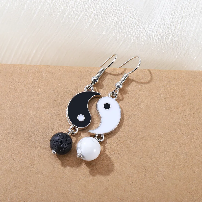 

Beads Stud Earrings Earing Women's Free Shipping Eight Trigrams Vintage Jewelry Yin Yang Tai Chi New Year Gift Slicing Fashion