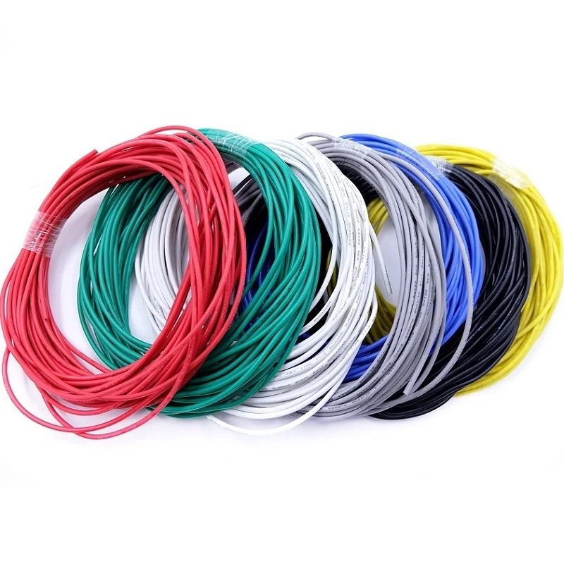 2 м/10 м медный провод 32 30 28 26 24 22 20 18 16 14 12 10 AWG Мягкий силикон UL3239 изолированный 3KV DIY