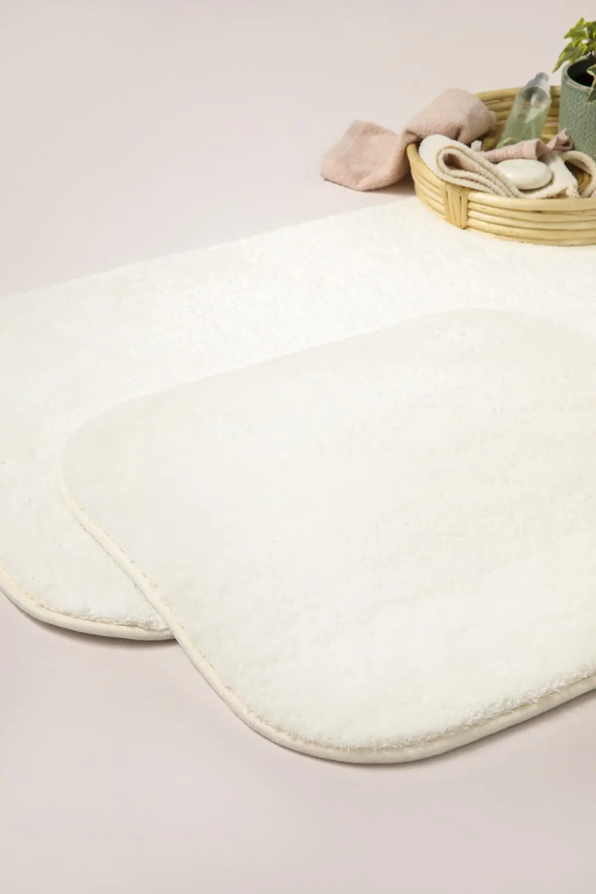 

Puffy Polyester 2'li Bath Mat Seti 60x90 + 50x60 Cm Ecru Classic Slip-Resistant Outsole