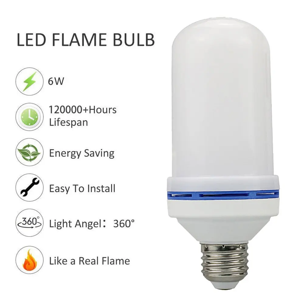 

2023 LED E27 E26 Fire Flickering Light Bulb Dynamic Flame Effect Night Light 85V-265V For Home Decoration Lighting Fast Delivery