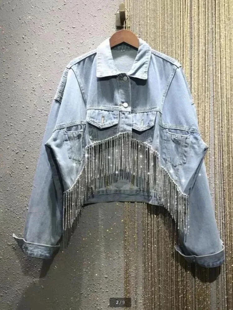 Жареная уличная мода свободная джинсовая куртка короткий топ весна-осень новая