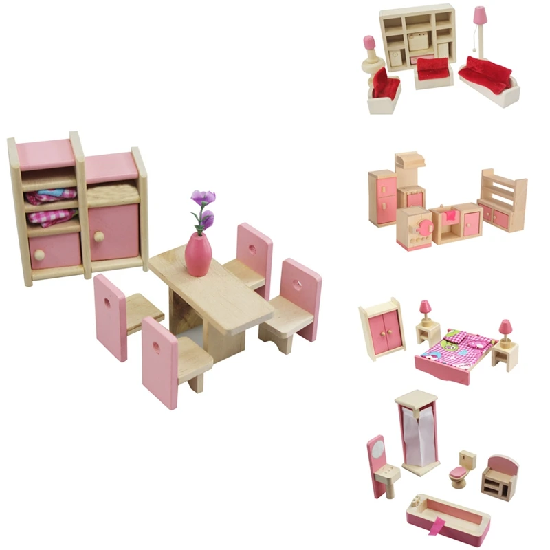 

1 комплект изящный детский ролевой деревянный игрушечный кукольный домик Миниатюрный Детский развивающий игрушечный домик