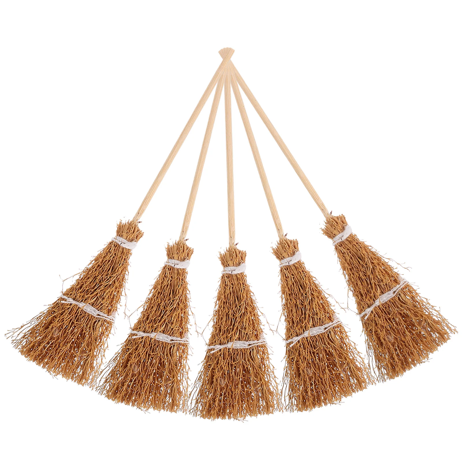 

5 Pcs House Broom Halloween Decor Lovely Props Mini Hand-woven Vegetation Child