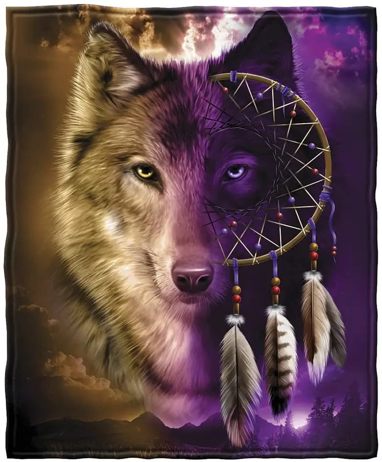 

Wolf Dreamcatcher Super Soft Plush Fleece Throw Blanket