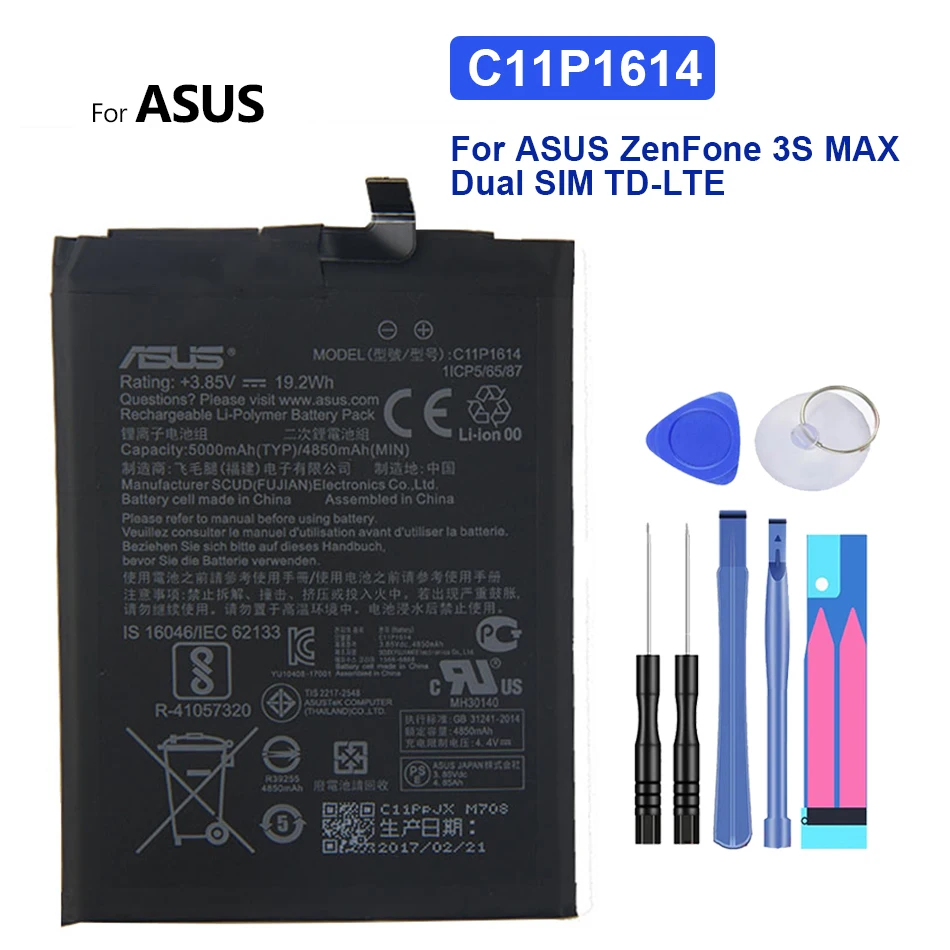 

C11P1614 Battery For ASUS ZenFone 3S MAX Dual SIM TD-LTE ZenFone Pegasus 3S ZC521TL Mobile Phone Bateria + Free tool
