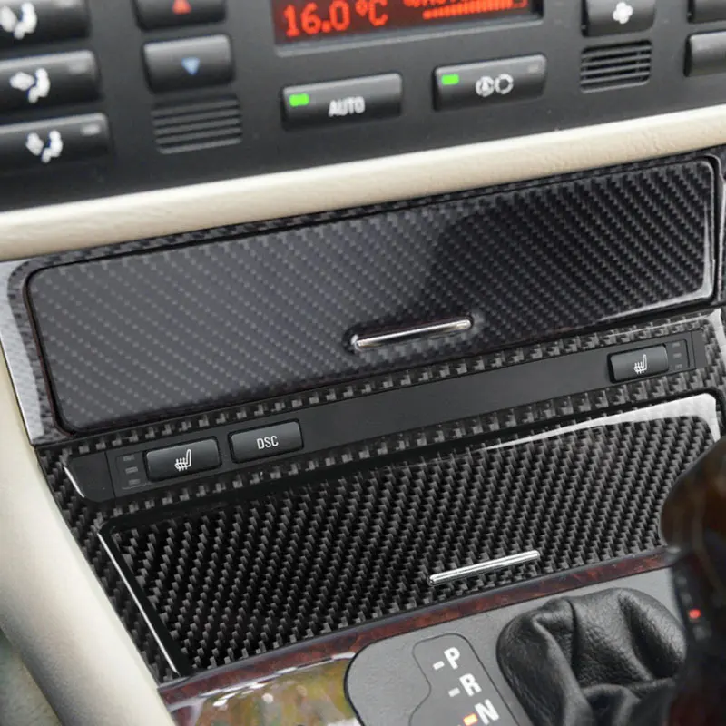 سيارة ألياف الكربون مركز لوحة التحكم والعتاد التحول ولاعة السجائر غطاء ملصق الكسوة لسيارات BMW 3 سلسلة E46 1998 - 2003 2004 2005