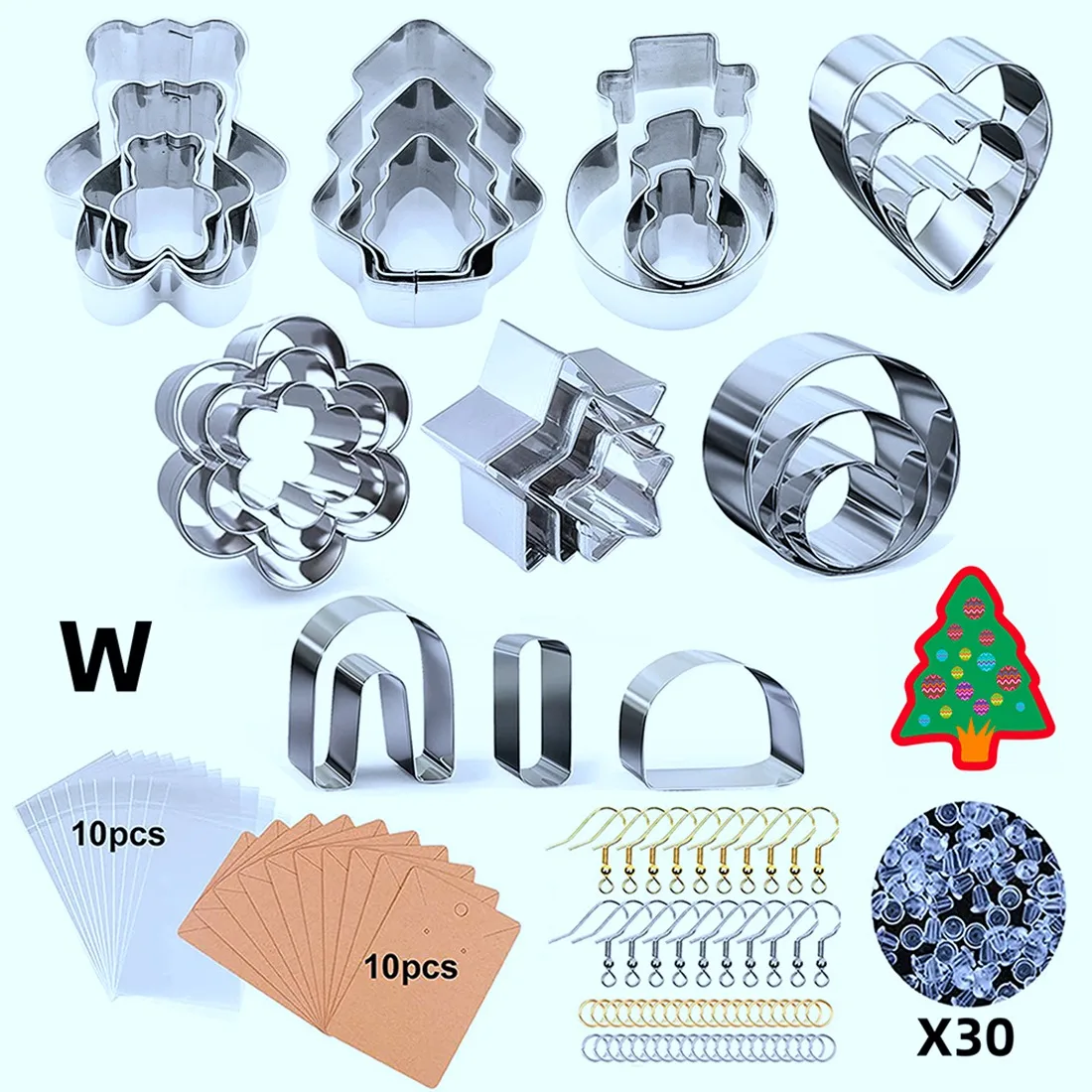 

Polymer Clay Cutter for Making Earrings, Clay Earring Cutter Shape with Earring Hooks for Polymer Clay Jewelry Making
