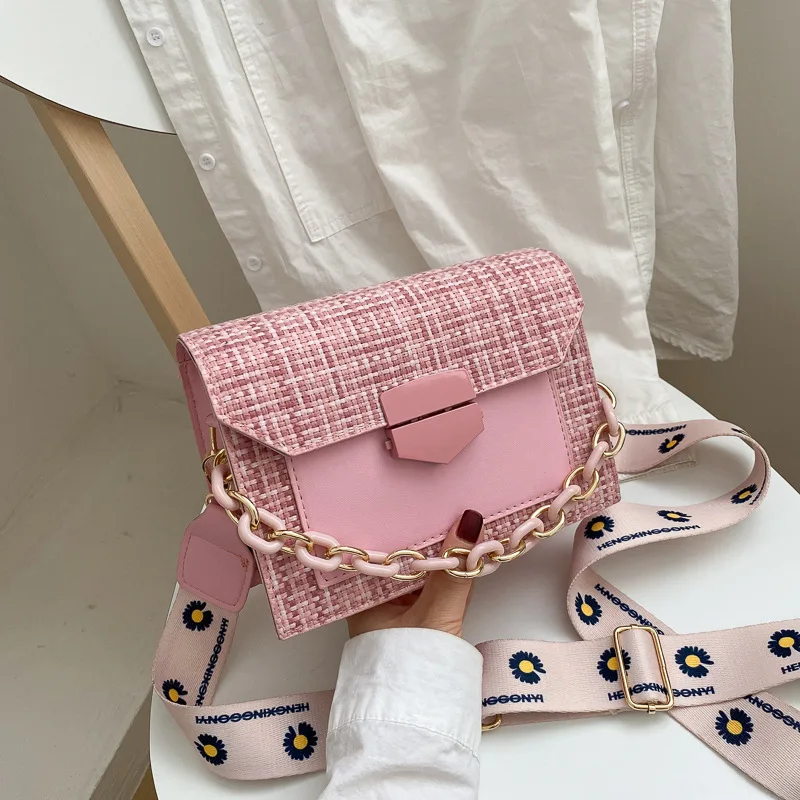 

Сумки на плечо с широким ремешком для женщин, модные дамские сумочки и кошельки, модные дизайнерские сумки-мессенджеры через плечо с цепочк...