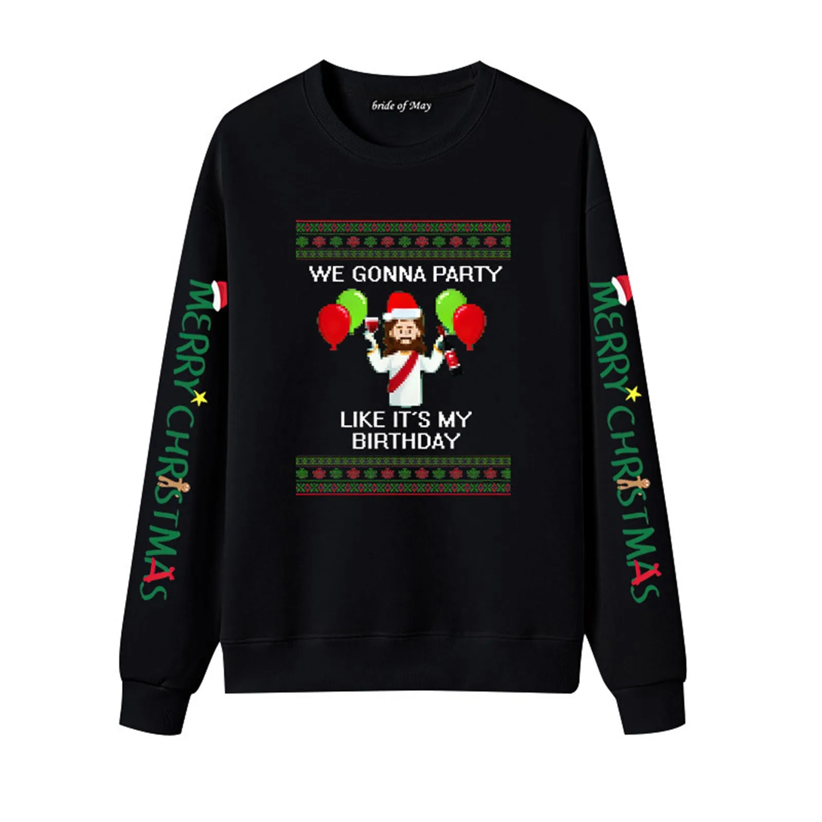 

Men Christmas Crewneck Sweatshirt Shirt Long Sleeve Casual Training Pullover Oversize Letter Print Blouse Autumn Spring Clothing
