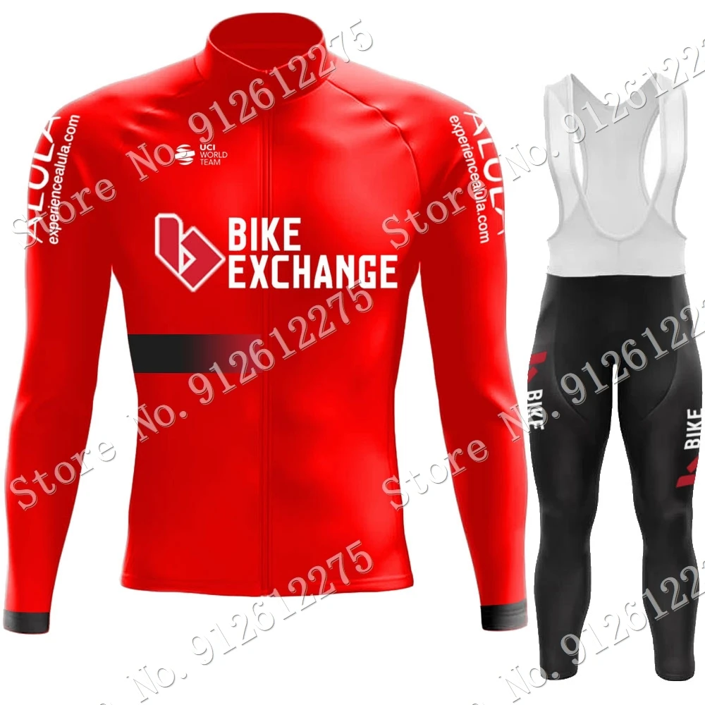 

Red Bike Exchange Team 2022 Cycling Jersey Set Summer Mens Long Sleeve Cycling Clothing Road Bike Shirts Suit MTB Maillot Ropa