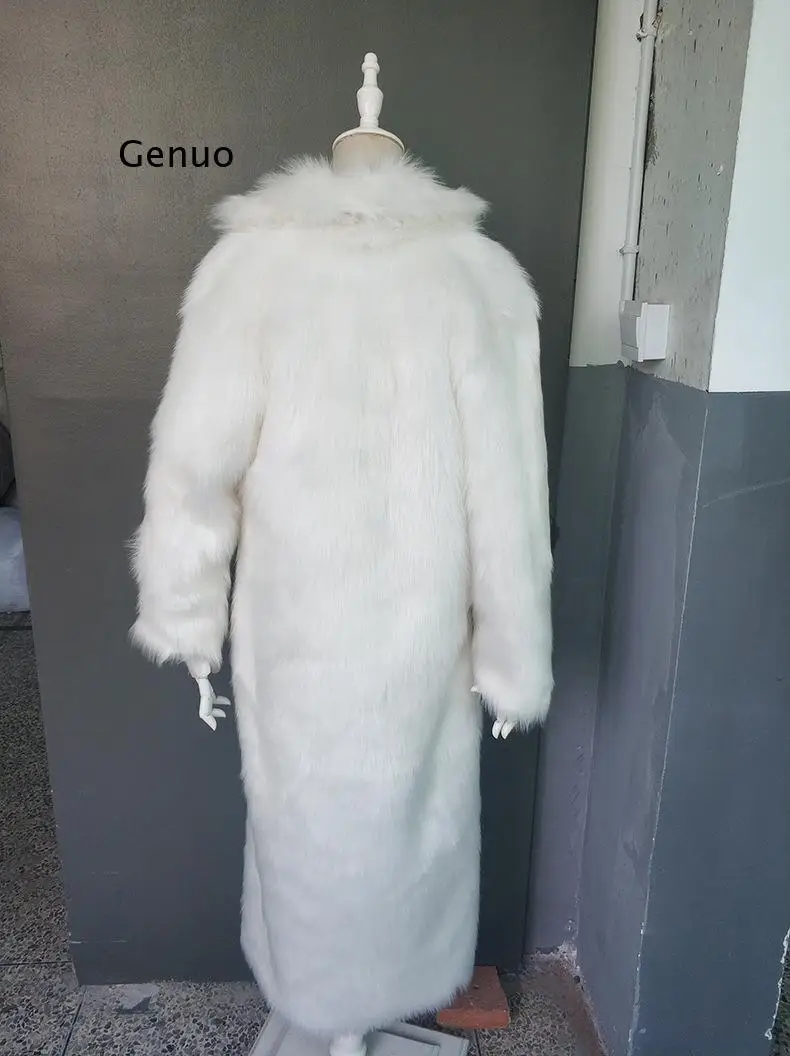 Sexy Autumn Winter Long Teddy Coat Women Casual Solid  Thick White Faux Fur Coat Jackets Black Fur Furry Coat Coats