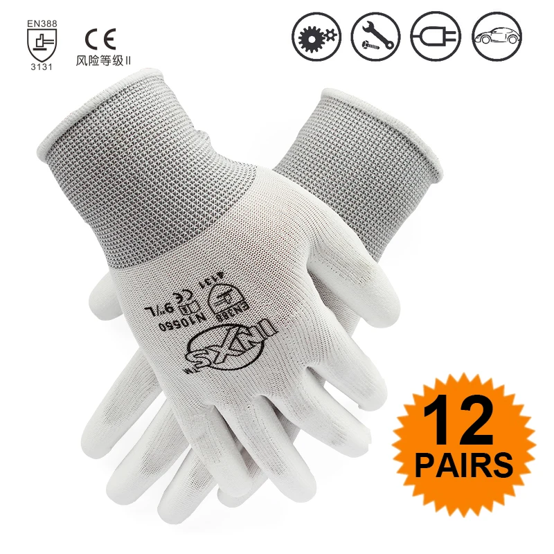 

2020 Gloves new store factory direct work gloves PU material safety protection gloves 12pairs / lot