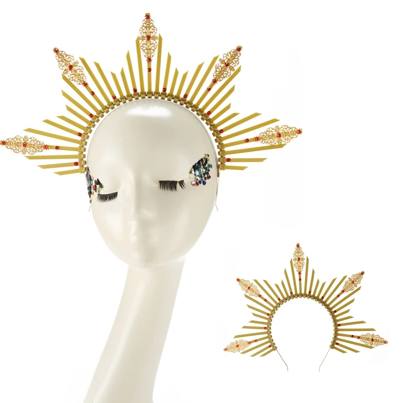 

Golden/Black Cosplay Angel Halo Shape Headband Festival Hair Hoop Xmas Shows Headpiece New Year Costume Prop Unisex DXAA