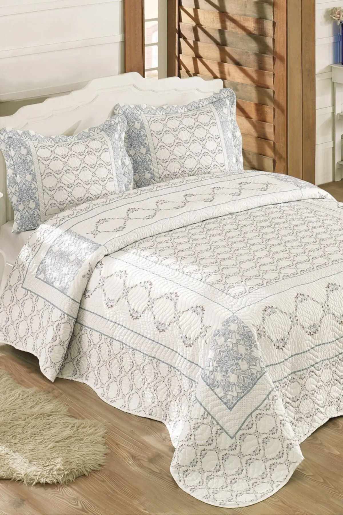 

Lisa double quilted bed cover 250 x cotton sheets cotton linen white Battal Boy room textile home & furniture