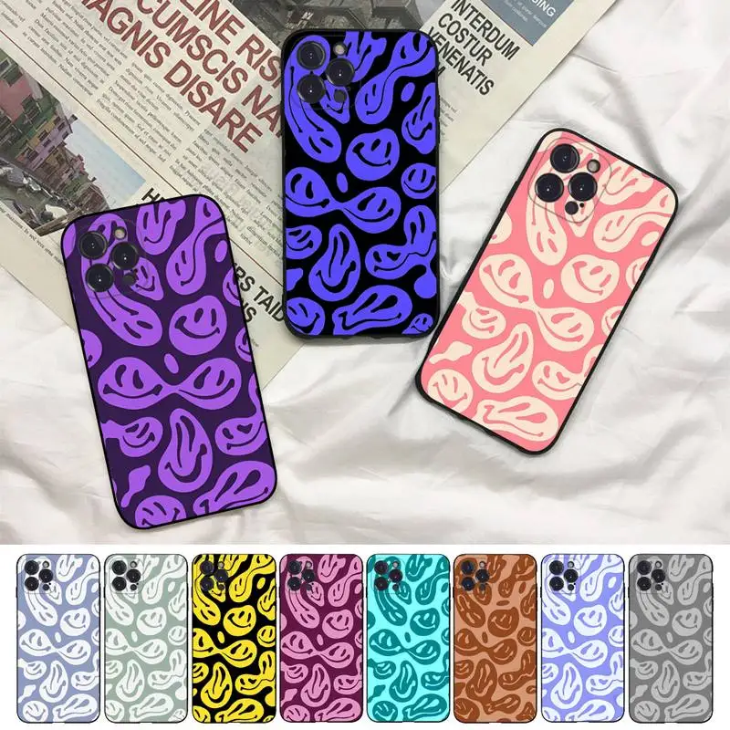 

Cute Funny Trippy Smiley Face Phone Case For iPhone 14 11 12 13 Mini Pro XS Max Cover 6 7 8 Plus X XR SE 2020 Funda Shell