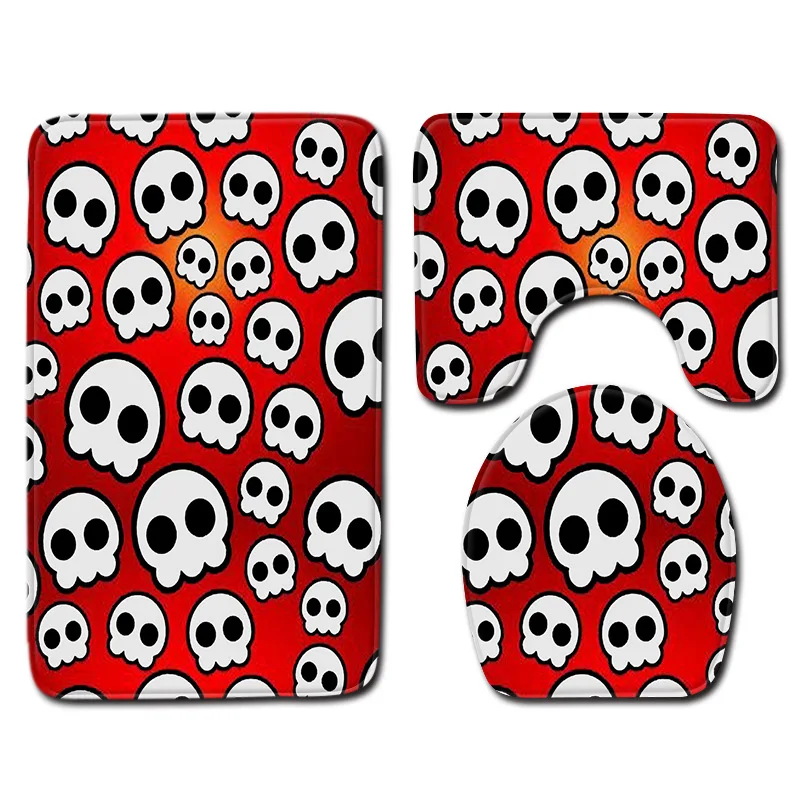 

Декоративный коврик для ванной в европейском и американском стиле с изображением цветов, черепа, нескользящий коврик для ног