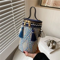small bag ethnic style woven new womens bag trendy fashion chinese style tassel messenger bucket bag all match shoulder bag