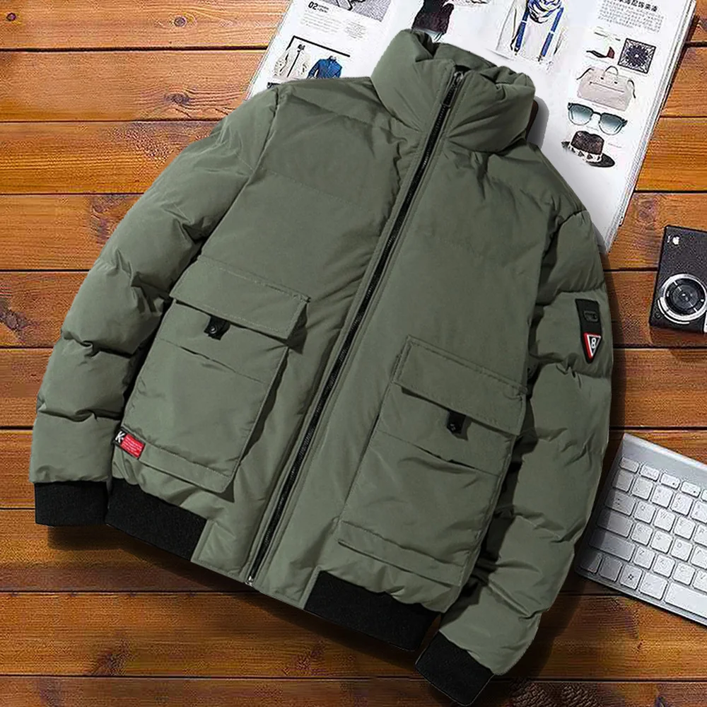 

Bomber Jacket Men Thick Military Jacket Autumn Winter Cotton Padded Puffer Jacket Harajuku Casual Coats Men Fashion Clothing