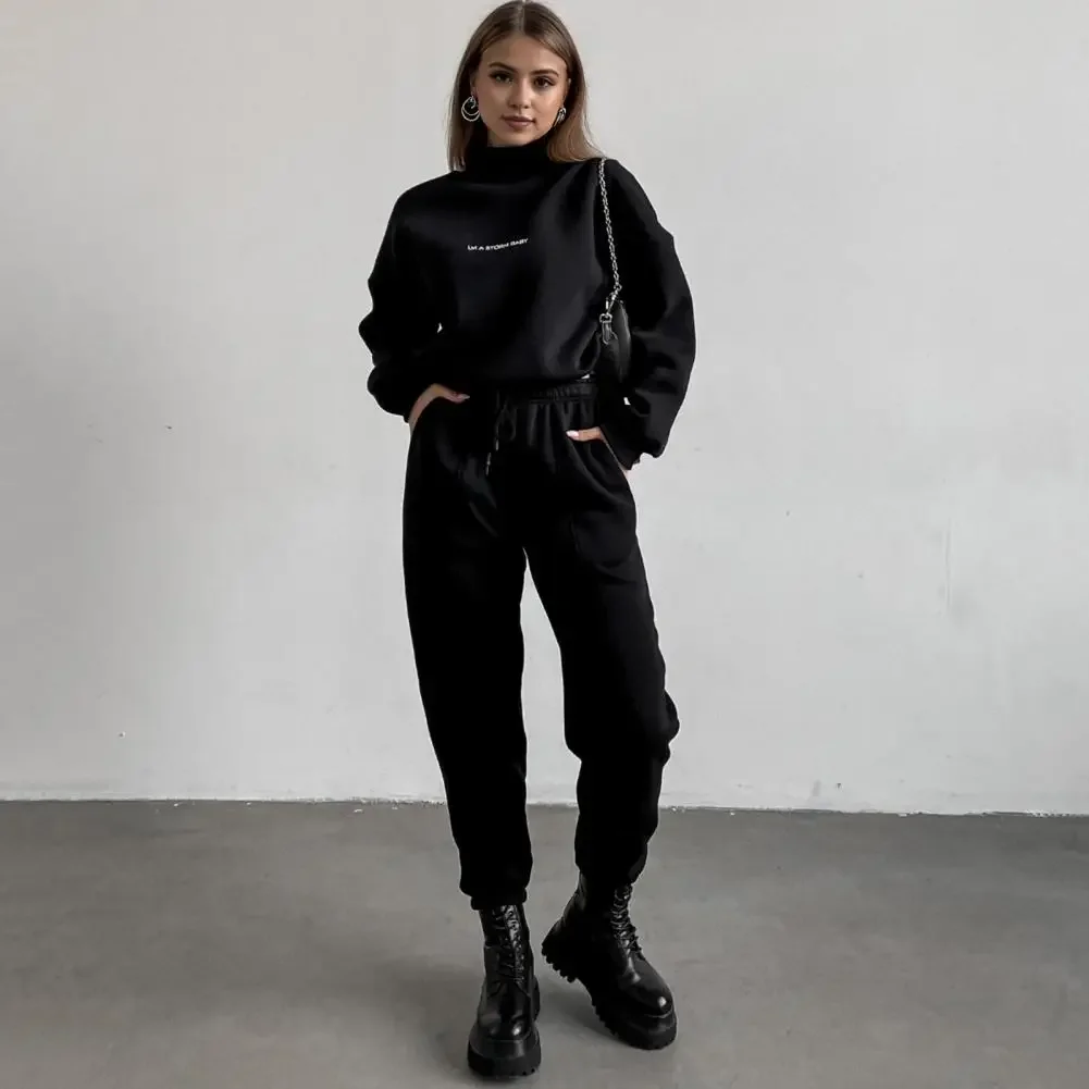 Весенний свитшот с длинным рукавом и высоким воротником принтом повседневный