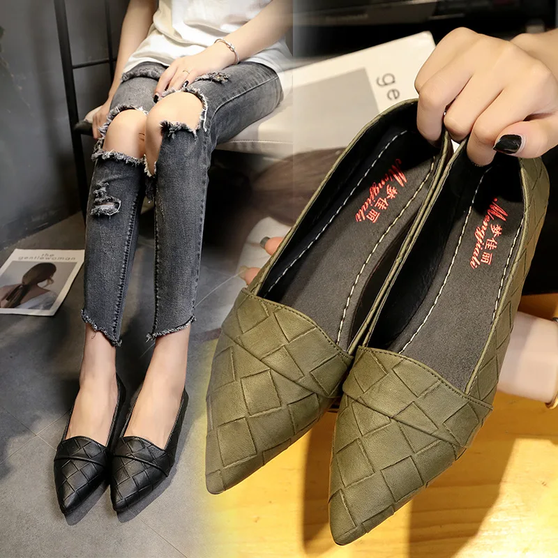 Кожаные туфли на плоской подошве, женские повседневные лоферы с острым носком, новые осенние мягкие неглубокие рабочие балетки на плоской подошве, 698