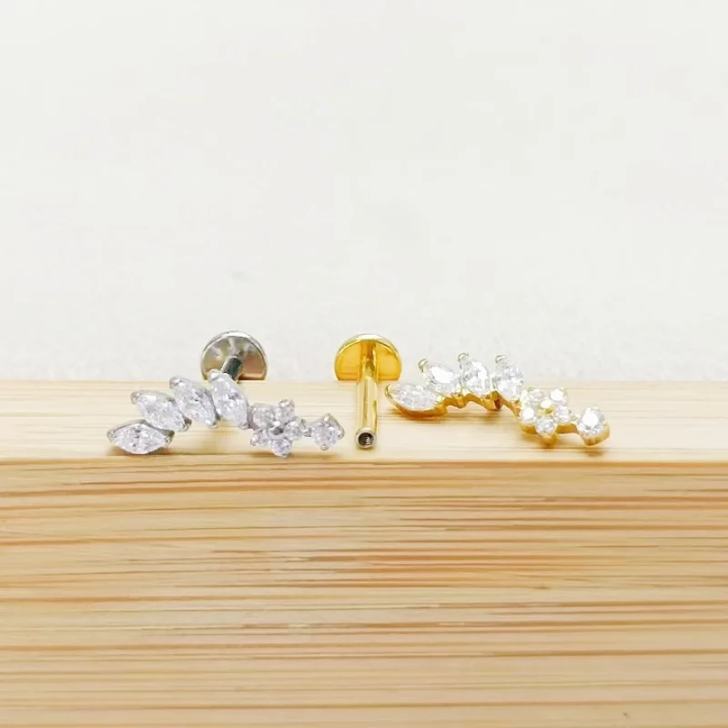 Лот 10 шт. украшения для тела 16 г G23 Титан Astm F136 Блеск CZ Губная губа Брусок Ушная