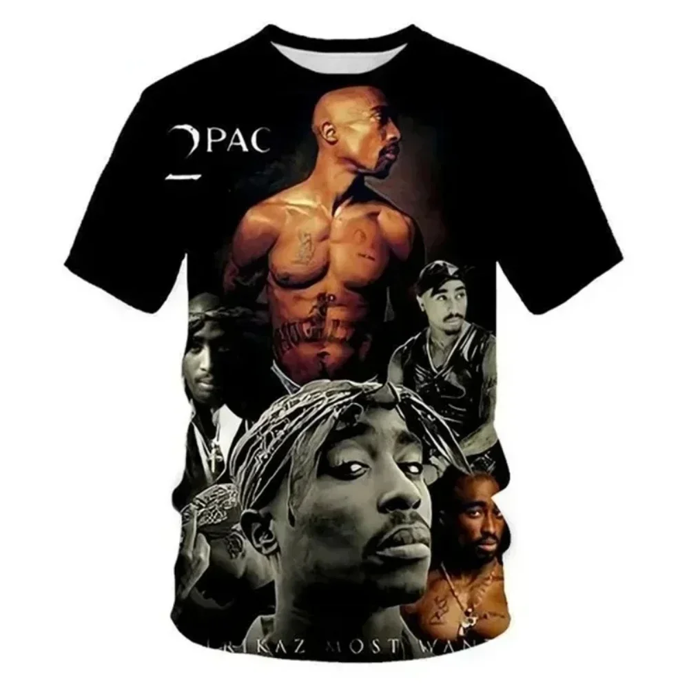 Фото Новая футболка Harajuku Мужская футболка Мода 2pac Графические футболки Хип-хоп Мужские футболки Летние топы Футболки Мужская дизайнерская одежда №5