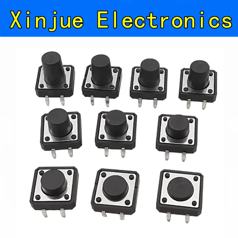 

20 Pçs/lote 12x12 milímetros Painel PCB Momentary Tátil Tact Botão Switch DIP 4Pin 12x12mmx4.3mm/4.5/5/6/6.5/7/8/9/9.5/10/11/12m
