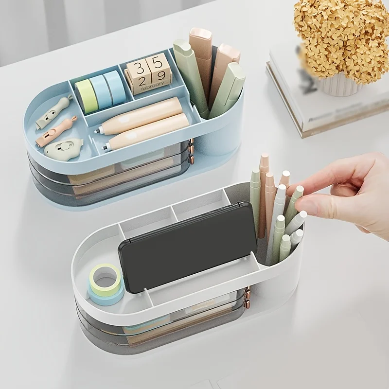 

Transparent Desktop Storage Box Rotatable Pencil Storage Basket Makeup Cosmetic Storage Organizer Drawer Desk Organizer Box