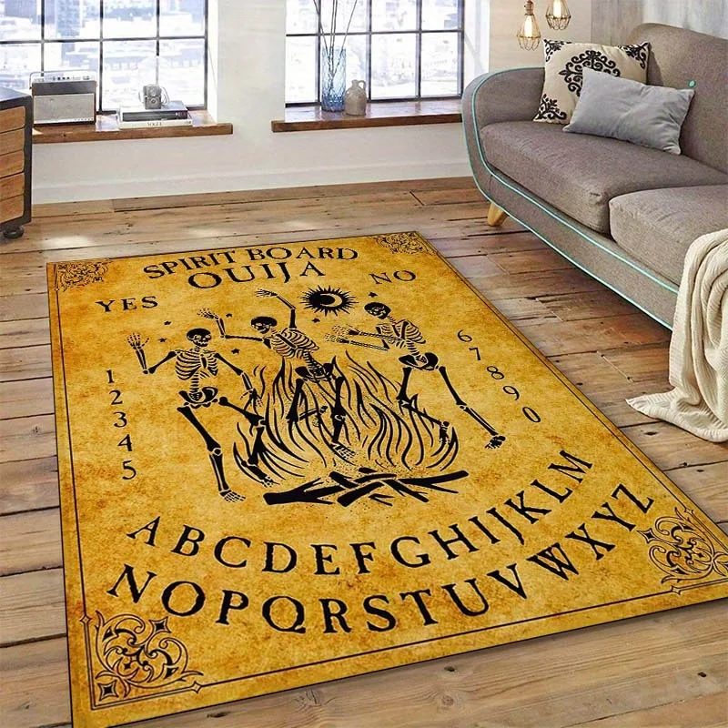 Фото Духовный танцевальный коврик со скелетом Ouija Board — мистический домашний декор для оконтных болельщиков, винтажный дизайн с алфавитом и цифрами №5