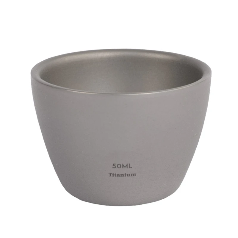 

Outdoor Camping 50ml Titanium Wine Water Tea Cup Portable Double-Wall Sake Whiskey Coffee Drinking Mug for Hiking Picnic