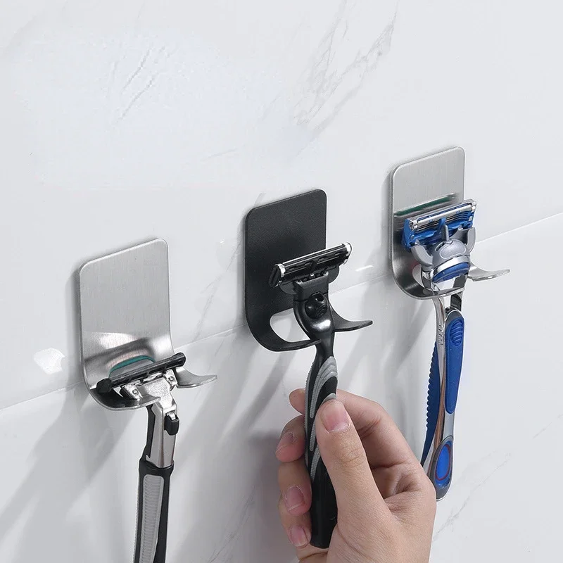 

Bathroom Stainless Steel Razor Holder Storage Hook Wall Men Shaving Shaver Shelf Punch Free Razor Rack Accessories Organization
