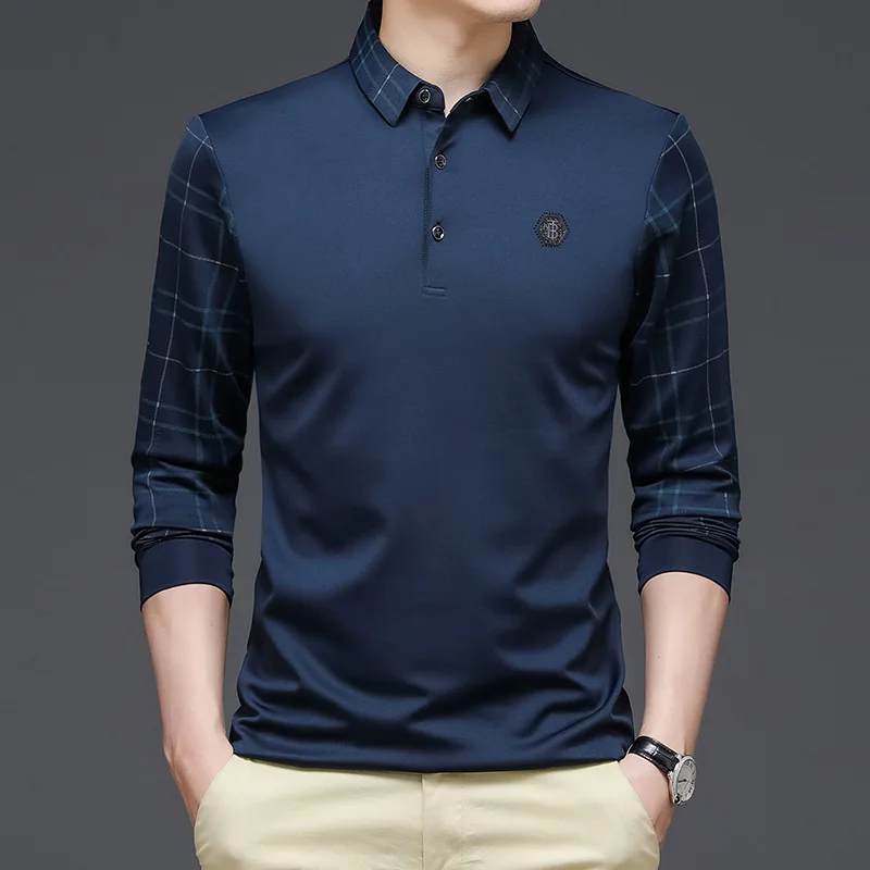2022 New Men's T-Shirt Youth Business Long Sleeve POLO Shirt Men's Fashion Casual Polo Shirt