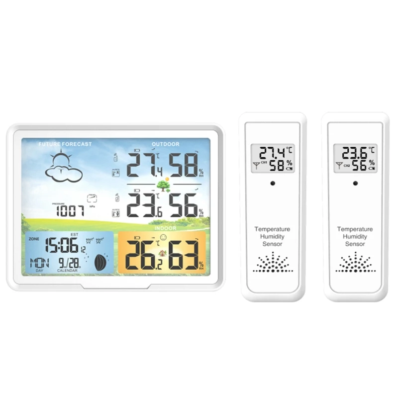 

Цифровая метеостанция PT20B для дома и улицы, прогнозные календари, гигрометр, датчик влажности и температуры (вилка стандарта ЕС)